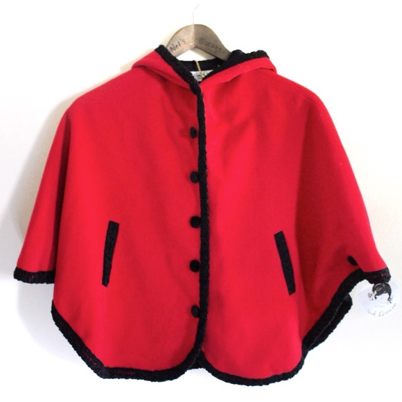 Sarah Louise Other - Sarah Louise Cashmere & Wool Cape Girls Red 4 NWT